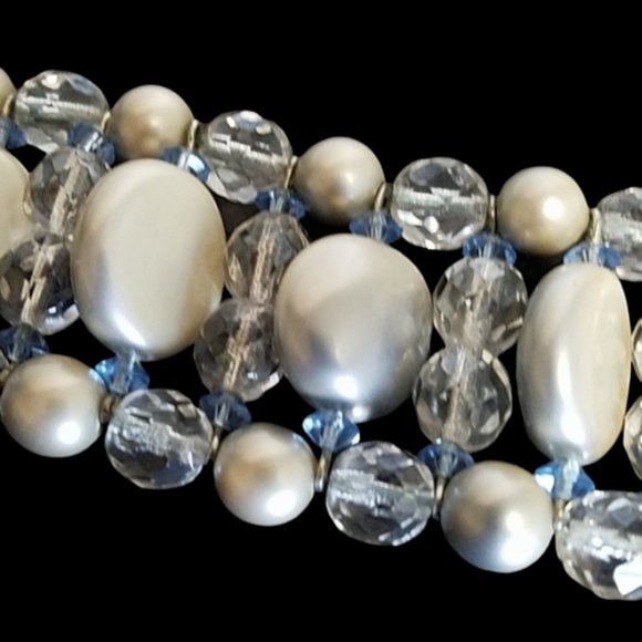 Vintage Alice Caviness Wide Crystal and Pearl Bracelet - Picture 2 of 6